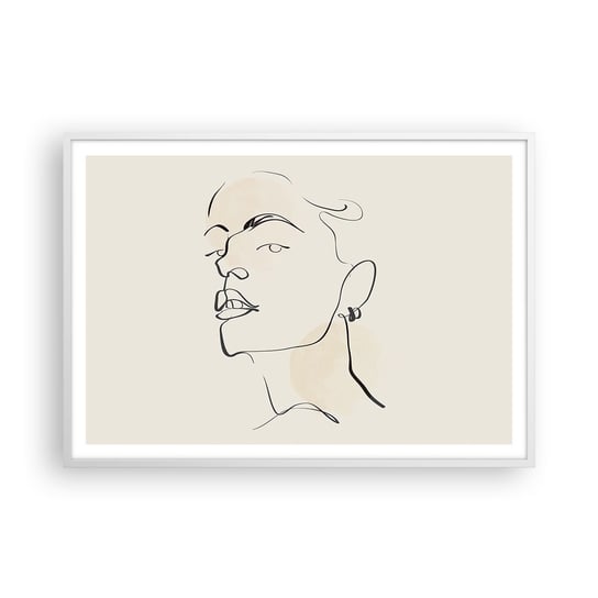 Obraz - Plakat - Dumne spojrzenie - 100x70cm - Twarz Kobiety Portret Kobiety Grafika - Foto Plakaty w ramie koloru białego do Salonu Sypialni ARTTOR ARTTOR