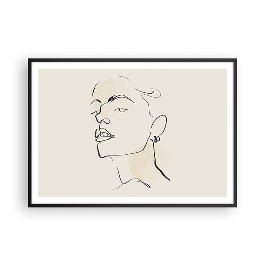 Obraz - Plakat - Dumne spojrzenie - 100x70cm - Twarz Kobiety Portret Kobiety Grafika - Foto Plakaty w ramie koloru czarnego do Salonu Sypialni ARTTOR ARTTOR