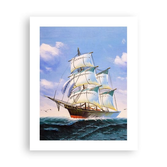 Obraz - Plakat - Dumnie z wiatrem - 40x50cm - Marynistyczny Żaglowiec Ocean - Foto Plakaty bez ramy do Salonu Sypialni ARTTOR ARTTOR