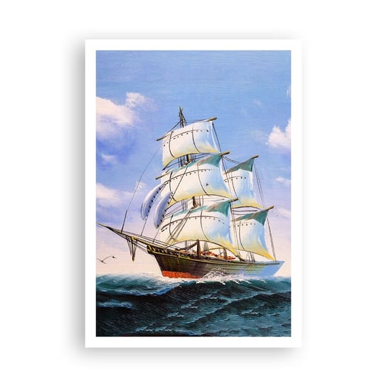 Obraz - Plakat - Dumnie z wiatrem - 70x100cm - Marynistyczny Żaglowiec Ocean - Foto Plakaty bez ramy na ścianę do Salonu Sypialni ARTTOR ARTTOR