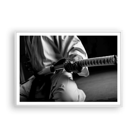 Obraz - Plakat - Dusza wojownika - 100x70cm - Miecz Samurajski Japonia Sztuki Walki - Foto Plakaty w ramie koloru białego do Salonu Sypialni ARTTOR ARTTOR