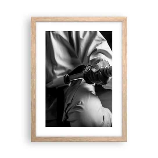 Obraz - Plakat - Dusza wojownika - 30x40cm - Miecz Samurajski Japonia Sztuki Walki - Foto Plakaty na ścianę w ramie jasny dąb - Plakat do Salonu Sypialni ARTTOR ARTTOR