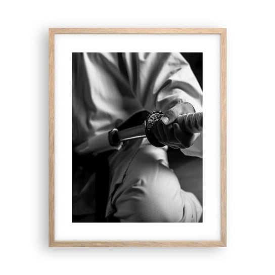 Obraz - Plakat - Dusza wojownika - 40x50cm - Miecz Samurajski Japonia Sztuki Walki - Foto Plakaty w ramie koloru jasny dąb do Salonu Sypialni ARTTOR ARTTOR