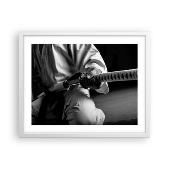 Obraz - Plakat - Dusza wojownika - 50x40cm - Miecz Samurajski Japonia Sztuki Walki - Foto Plakaty w ramie koloru białego do Salonu Sypialni ARTTOR ARTTOR
