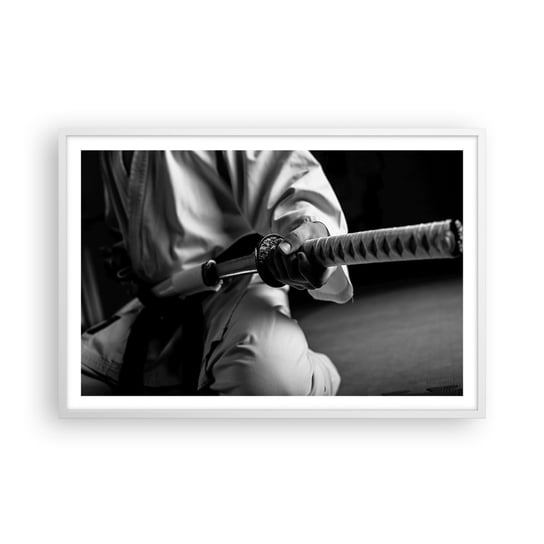 Obraz - Plakat - Dusza wojownika - 91x61cm - Miecz Samurajski Japonia Sztuki Walki - Foto Plakaty na ścianę w ramie białej - Plakat do Salonu Sypialni ARTTOR ARTTOR