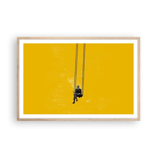 Obraz - Plakat - Dzień jak co dzień - 91x61cm - Sztuka Współczesna Huśtawka Mężczyzna - Foto Plakaty na ścianę w ramie jasny dąb - Plakat do Salonu Sypialni ARTTOR ARTTOR