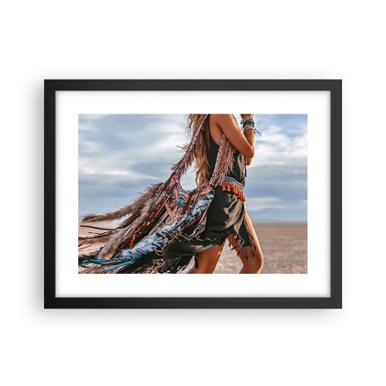 Obraz - Plakat - Dziewczyna szamana - 40x30cm - Boho Moda Kobieta - Foto Plakaty na ścianę w czarnej ramie - Plakat do Salonu Sypialni ARTTOR ARTTOR