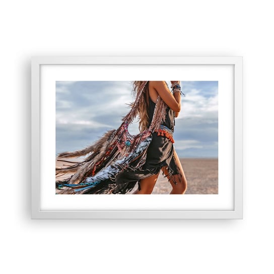 Obraz - Plakat - Dziewczyna szamana - 40x30cm - Boho Moda Kobieta - Foto Plakaty na ścianę w ramie białej - Plakat do Salonu Sypialni ARTTOR ARTTOR