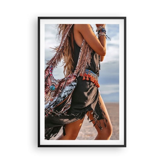 Obraz - Plakat - Dziewczyna szamana - 61x91cm - Boho Moda Kobieta - Foto Plakaty na ścianę w czarnej ramie - Plakat do Salonu Sypialni ARTTOR ARTTOR