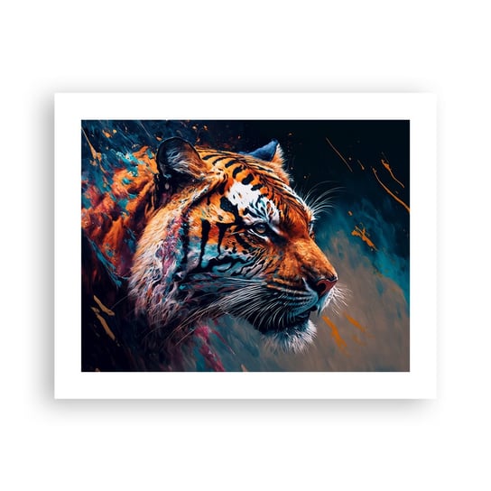 Obraz - Plakat - Dzikie piękno - 50x40cm - Tygrys Kolorowy Zwierzę - Foto Plakaty bez ramy do Salonu Sypialni ARTTOR ARTTOR
