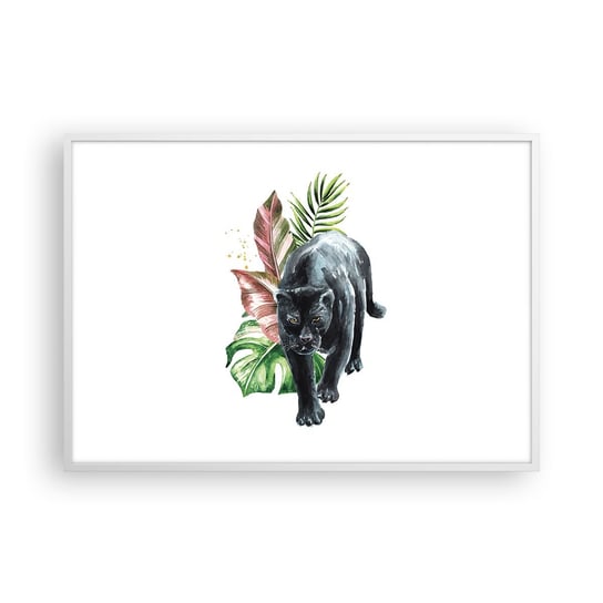 Obraz - Plakat - Dzikość serca - 100x70cm - Czarna Pantera Zwierzęta Natura - Foto Plakaty w ramie koloru białego do Salonu Sypialni ARTTOR ARTTOR