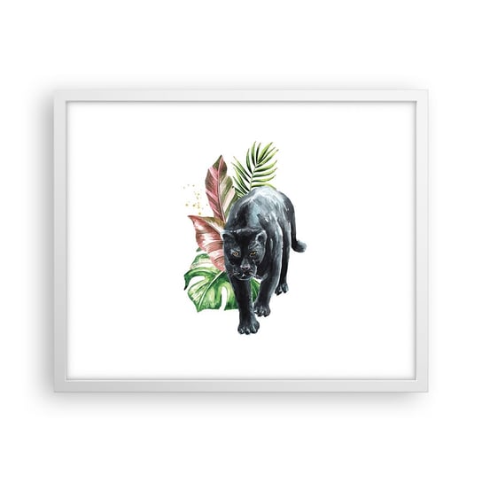 Obraz - Plakat - Dzikość serca - 50x40cm - Czarna Pantera Zwierzęta Natura - Foto Plakaty w ramie koloru białego do Salonu Sypialni ARTTOR ARTTOR