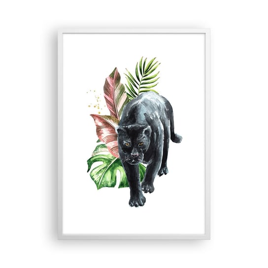 Obraz - Plakat - Dzikość serca - 50x70cm - Czarna Pantera Zwierzęta Natura - Nowoczesny modny obraz Plakat rama biała ARTTOR ARTTOR