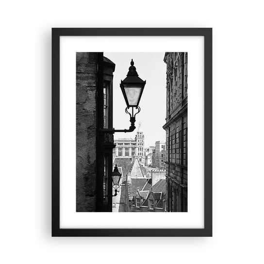 Obraz - Plakat - Edynburska opowieść - 30x40cm - Stare Miasto Czarno-Biały Szkocja - Foto Plakaty na ścianę w czarnej ramie - Plakat do Salonu Sypialni ARTTOR ARTTOR