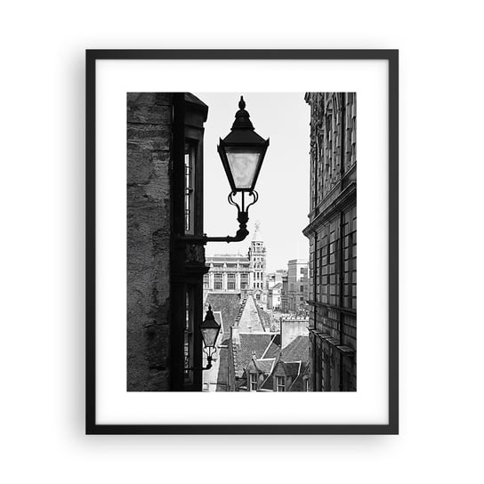 Obraz - Plakat - Edynburska opowieść - 40x50cm - Stare Miasto Czarno-Biały Szkocja - Foto Plakaty w ramie koloru czarnego do Salonu Sypialni ARTTOR ARTTOR