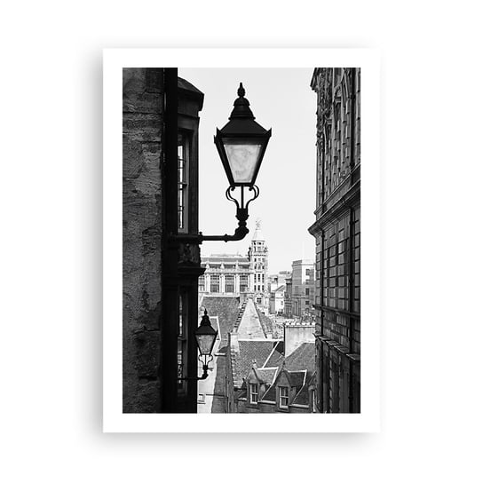 Obraz - Plakat - Edynburska opowieść - 50x70cm - Stare Miasto Czarno-Biały Szkocja - Nowoczesny modny obraz Plakat bez ramy do Salonu Sypialni ARTTOR ARTTOR
