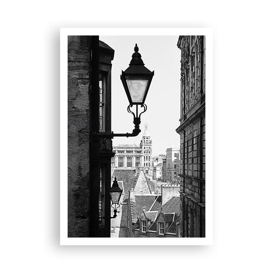 Obraz - Plakat - Edynburska opowieść - 70x100cm - Stare Miasto Czarno-Biały Szkocja - Foto Plakaty bez ramy na ścianę do Salonu Sypialni ARTTOR ARTTOR