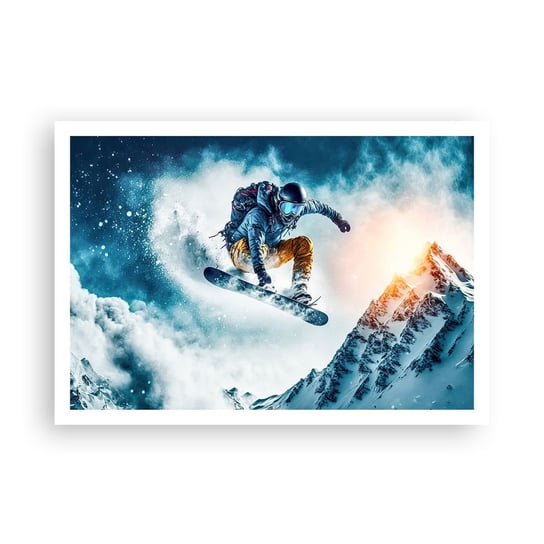 Obraz - Plakat - Ekstremalne emocje - 100x70cm - Snowboard Sport Zima - Foto Plakaty bez ramy na ścianę do Salonu Sypialni ARTTOR ARTTOR
