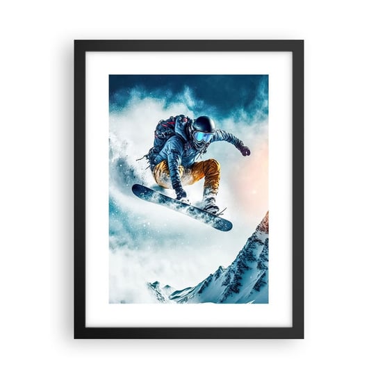 Obraz - Plakat - Ekstremalne emocje - 30x40cm - Snowboard Sport Zima - Foto Plakaty na ścianę w czarnej ramie - Plakat do Salonu Sypialni ARTTOR ARTTOR
