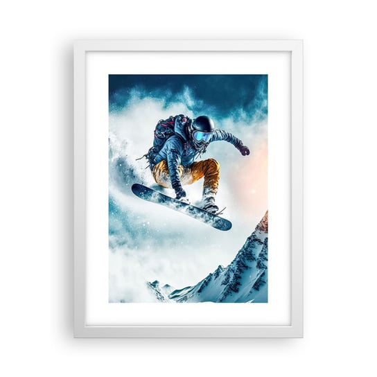 Obraz - Plakat - Ekstremalne emocje - 30x40cm - Snowboard Sport Zima - Foto Plakaty na ścianę w ramie białej - Plakat do Salonu Sypialni ARTTOR ARTTOR