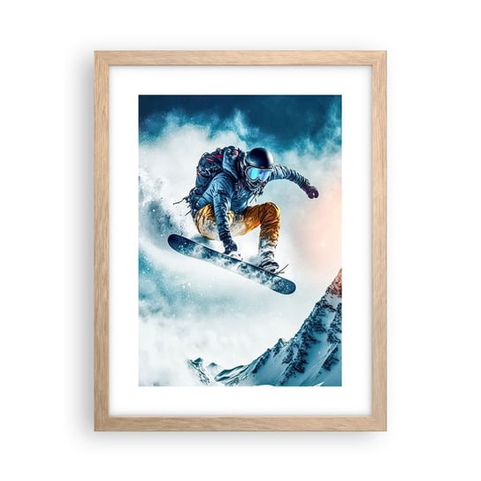 Obraz - Plakat - Ekstremalne emocje - 30x40cm - Snowboard Sport Zima - Foto Plakaty na ścianę w ramie jasny dąb - Plakat do Salonu Sypialni ARTTOR ARTTOR