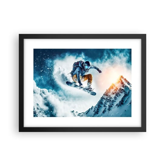 Obraz - Plakat - Ekstremalne emocje - 40x30cm - Snowboard Sport Zima - Foto Plakaty na ścianę w czarnej ramie - Plakat do Salonu Sypialni ARTTOR ARTTOR