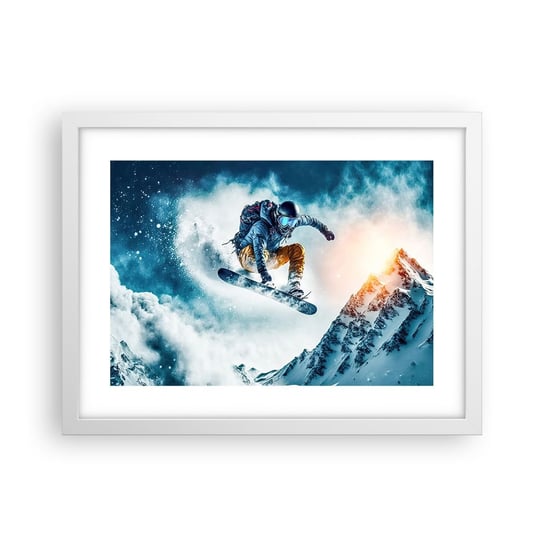 Obraz - Plakat - Ekstremalne emocje - 40x30cm - Snowboard Sport Zima - Foto Plakaty na ścianę w ramie białej - Plakat do Salonu Sypialni ARTTOR ARTTOR