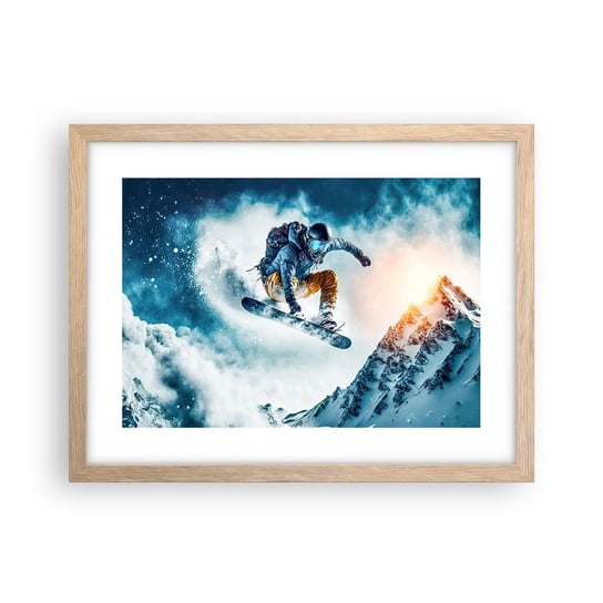 Obraz - Plakat - Ekstremalne emocje - 40x30cm - Snowboard Sport Zima - Foto Plakaty na ścianę w ramie jasny dąb - Plakat do Salonu Sypialni ARTTOR ARTTOR