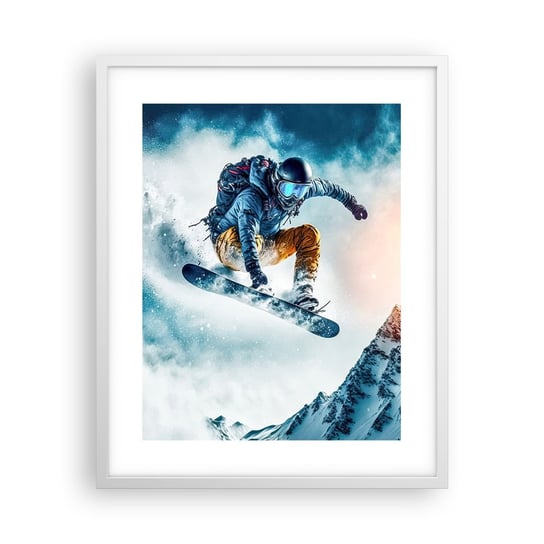 Obraz - Plakat - Ekstremalne emocje - 40x50cm - Snowboard Sport Zima - Foto Plakaty w ramie koloru białego do Salonu Sypialni ARTTOR ARTTOR