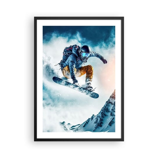 Obraz - Plakat - Ekstremalne emocje - 50x70cm - Snowboard Sport Zima - Nowoczesny modny obraz Plakat czarna rama ARTTOR ARTTOR