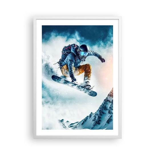 Obraz - Plakat - Ekstremalne emocje - 50x70cm - Snowboard Sport Zima - Nowoczesny modny obraz Plakat rama biała ARTTOR ARTTOR