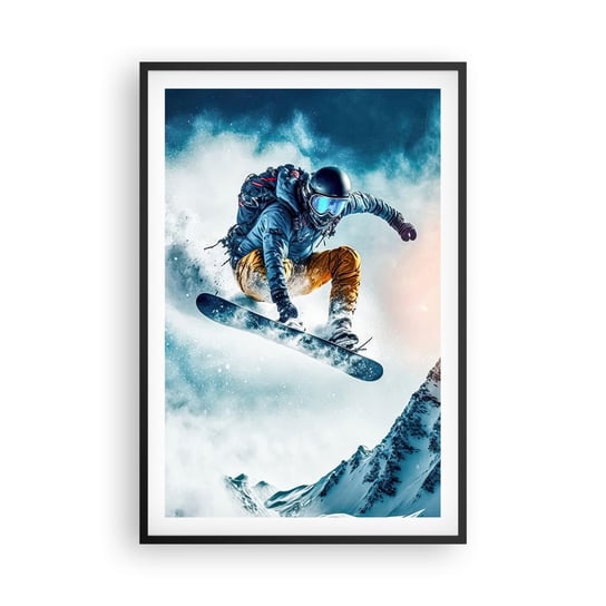 Obraz - Plakat - Ekstremalne emocje - 61x91cm - Snowboard Sport Zima - Foto Plakaty na ścianę w czarnej ramie - Plakat do Salonu Sypialni ARTTOR ARTTOR