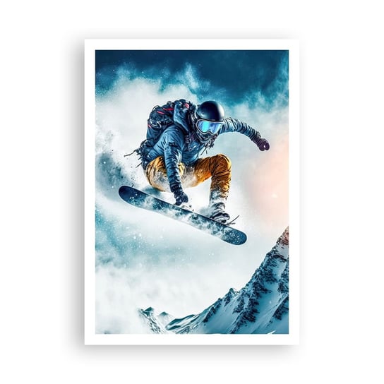 Obraz - Plakat - Ekstremalne emocje - 70x100cm - Snowboard Sport Zima - Foto Plakaty bez ramy na ścianę do Salonu Sypialni ARTTOR ARTTOR