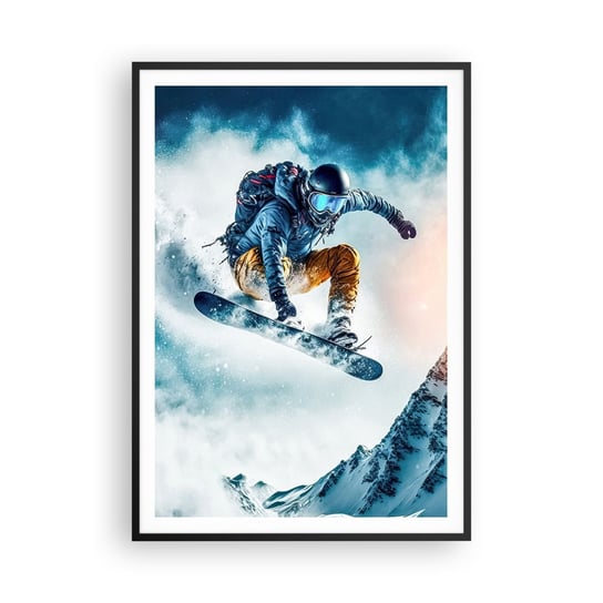 Obraz - Plakat - Ekstremalne emocje - 70x100cm - Snowboard Sport Zima - Foto Plakaty w ramie koloru czarnego do Salonu Sypialni ARTTOR ARTTOR