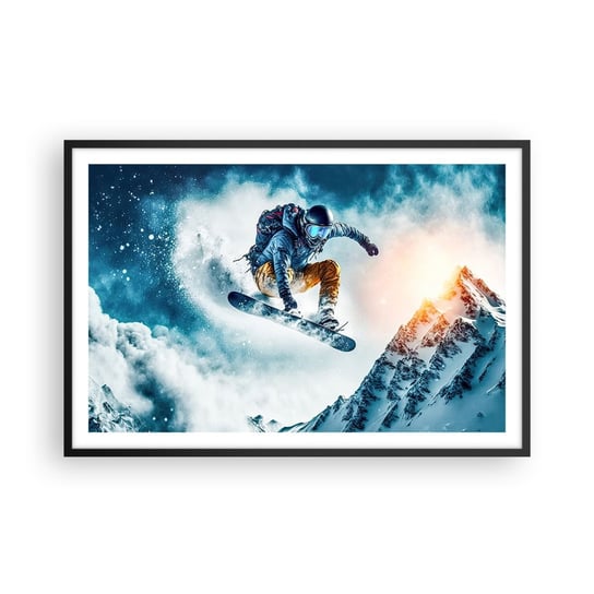 Obraz - Plakat - Ekstremalne emocje - 91x61cm - Snowboard Sport Zima - Foto Plakaty na ścianę w czarnej ramie - Plakat do Salonu Sypialni ARTTOR ARTTOR