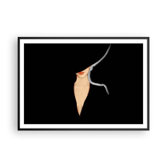 Obraz - Plakat - Elegancja i styl - 100x70cm - Kobieta W Kapeluszu Moda Sztuka - Foto Plakaty w ramie koloru czarnego do Salonu Sypialni ARTTOR ARTTOR