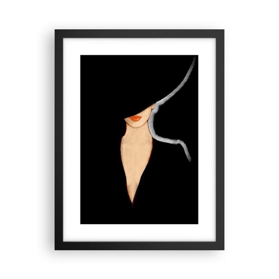 Obraz - Plakat - Elegancja i styl - 30x40cm - Kobieta W Kapeluszu Moda Sztuka - Foto Plakaty na ścianę w czarnej ramie - Plakat do Salonu Sypialni ARTTOR ARTTOR