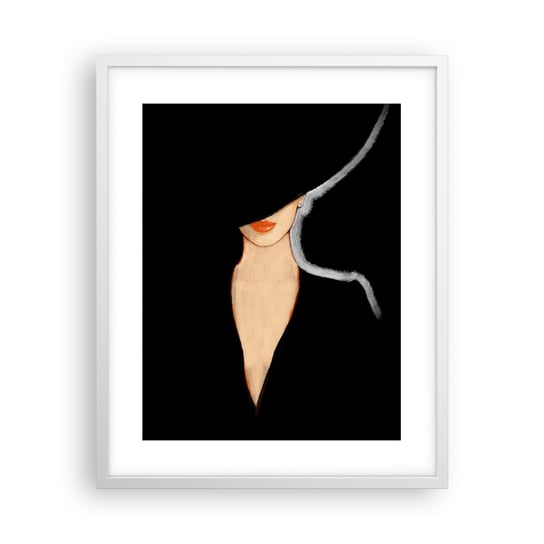 Obraz - Plakat - Elegancja i styl - 40x50cm - Kobieta W Kapeluszu Moda Sztuka - Foto Plakaty w ramie koloru białego do Salonu Sypialni ARTTOR ARTTOR