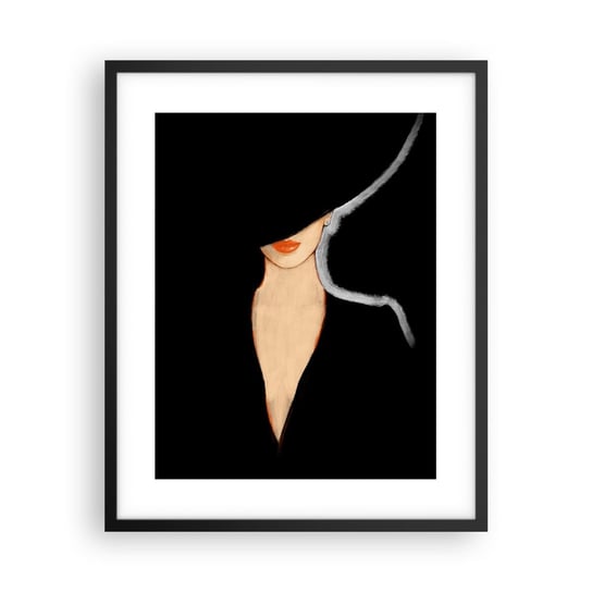 Obraz - Plakat - Elegancja i styl - 40x50cm - Kobieta W Kapeluszu Moda Sztuka - Foto Plakaty w ramie koloru czarnego do Salonu Sypialni ARTTOR ARTTOR