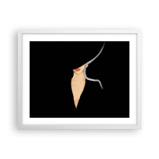 Obraz - Plakat - Elegancja i styl - 50x40cm - Kobieta W Kapeluszu Moda Sztuka - Foto Plakaty w ramie koloru białego do Salonu Sypialni ARTTOR ARTTOR