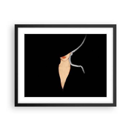 Obraz - Plakat - Elegancja i styl - 50x40cm - Kobieta W Kapeluszu Moda Sztuka - Foto Plakaty w ramie koloru czarnego do Salonu Sypialni ARTTOR ARTTOR