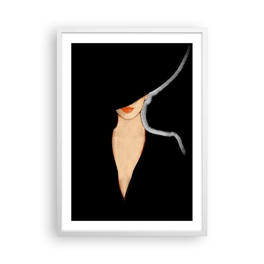 Obraz - Plakat - Elegancja i styl - 50x70cm - Kobieta W Kapeluszu Moda Sztuka - Nowoczesny modny obraz Plakat rama biała ARTTOR ARTTOR