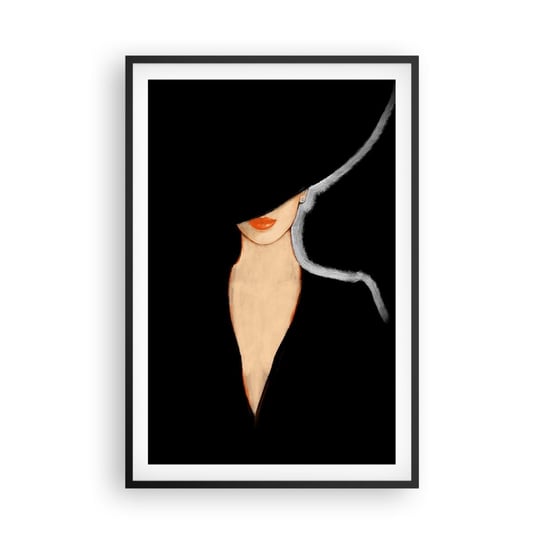 Obraz - Plakat - Elegancja i styl - 61x91cm - Kobieta W Kapeluszu Moda Sztuka - Foto Plakaty na ścianę w czarnej ramie - Plakat do Salonu Sypialni ARTTOR ARTTOR