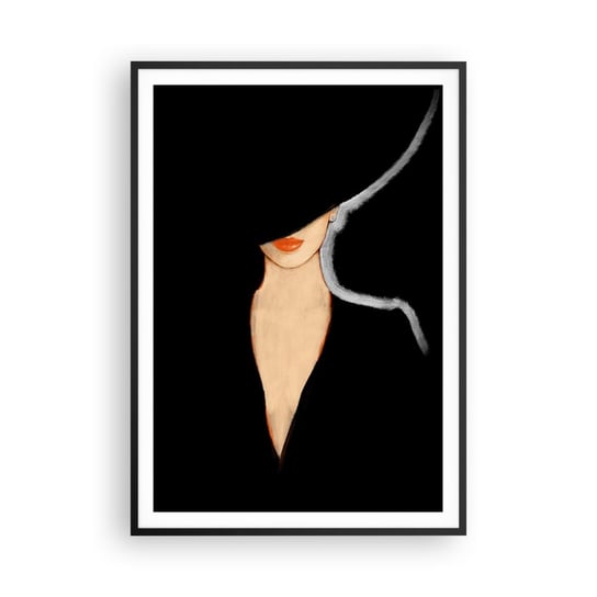 Obraz - Plakat - Elegancja i styl - 70x100cm - Kobieta W Kapeluszu Moda Sztuka - Foto Plakaty w ramie koloru czarnego do Salonu Sypialni ARTTOR ARTTOR