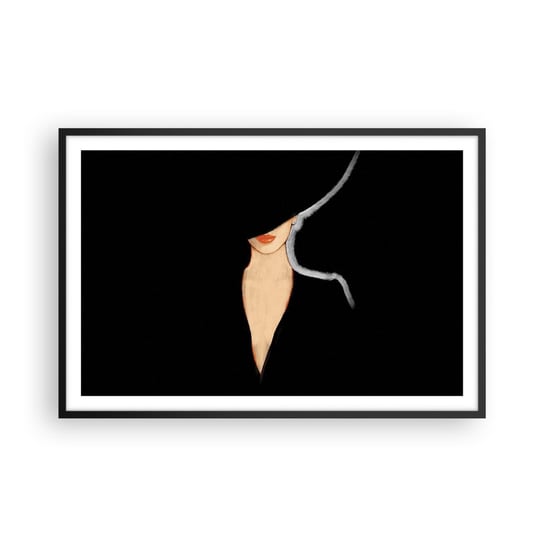 Obraz - Plakat - Elegancja i styl - 91x61cm - Kobieta W Kapeluszu Moda Sztuka - Foto Plakaty na ścianę w czarnej ramie - Plakat do Salonu Sypialni ARTTOR ARTTOR