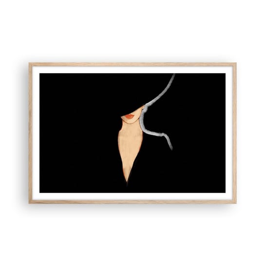 Obraz - Plakat - Elegancja i styl - 91x61cm - Kobieta W Kapeluszu Moda Sztuka - Foto Plakaty na ścianę w ramie jasny dąb - Plakat do Salonu Sypialni ARTTOR ARTTOR