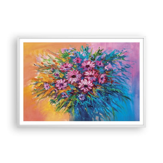 Obraz - Plakat - Energia życia - 100x70cm - Kwiaty Bukiet Kwiatów Ogród - Foto Plakaty w ramie koloru białego do Salonu Sypialni ARTTOR ARTTOR