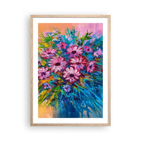 Obraz - Plakat - Energia życia - 50x70cm - Kwiaty Bukiet Kwiatów Ogród - Nowoczesny modny obraz Plakat rama jasny dąb ARTTOR ARTTOR