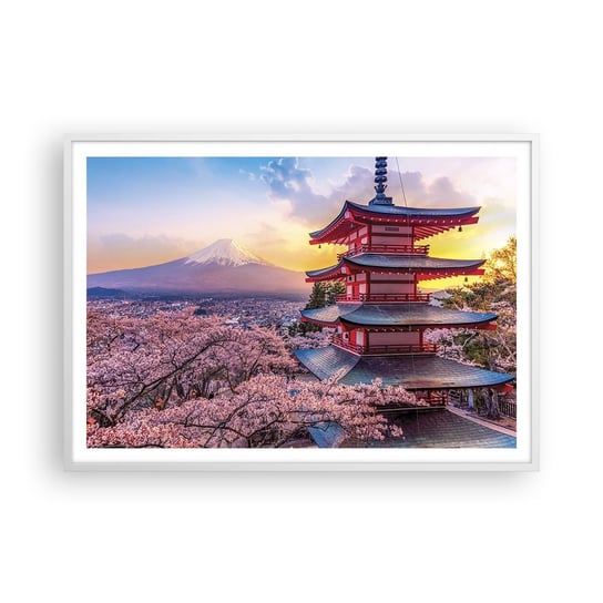 Obraz - Plakat - Esencja japońskiego ducha - 100x70cm - Krajobraz Fudżi Choreito - Foto Plakaty w ramie koloru białego do Salonu Sypialni ARTTOR ARTTOR