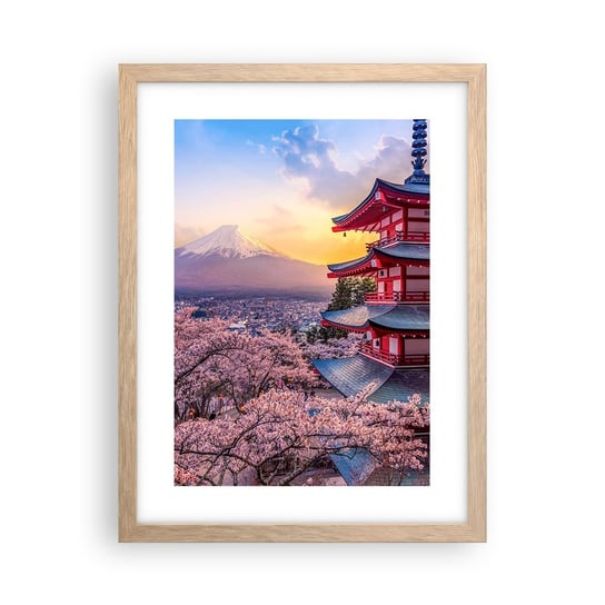 Obraz - Plakat - Esencja japońskiego ducha - 30x40cm - Krajobraz Fudżi Choreito - Foto Plakaty na ścianę w ramie jasny dąb - Plakat do Salonu Sypialni ARTTOR ARTTOR